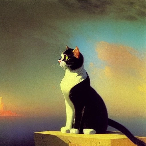 05561-2320254444-a cat on top of the head of a smiling girl, Ivan Aivazovsky.webp